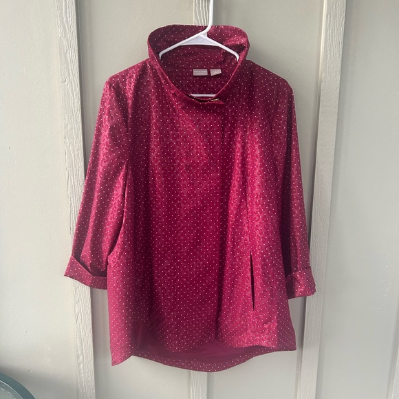 Chicos Size 2 red with pink polkadots raincoat - Picture 2 of 8